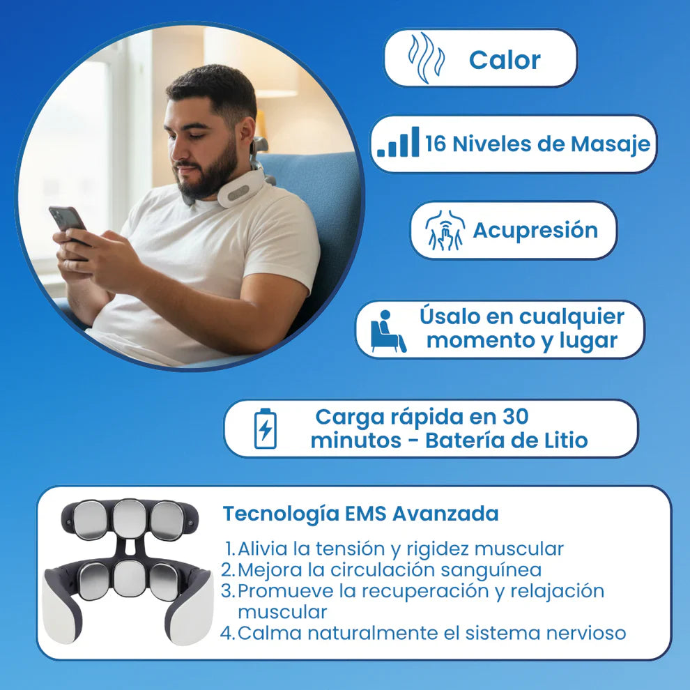 Masajeador Cervicalix Pro 2.0™ + Almohada Quiropráctica + Parches (GRATIS) - Tiendacasa