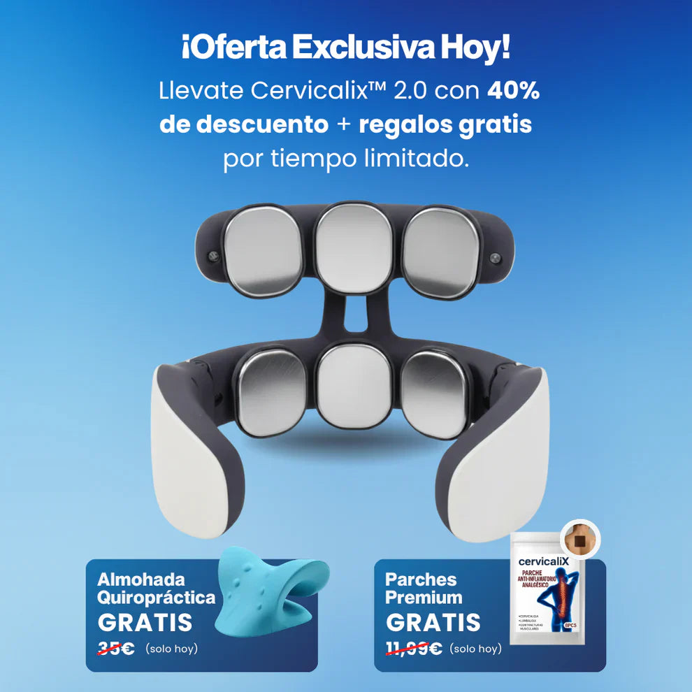 Masajeador Cervicalix Pro 2.0™ + Almohada Quiropráctica + Parches (GRATIS) - Tiendacasa