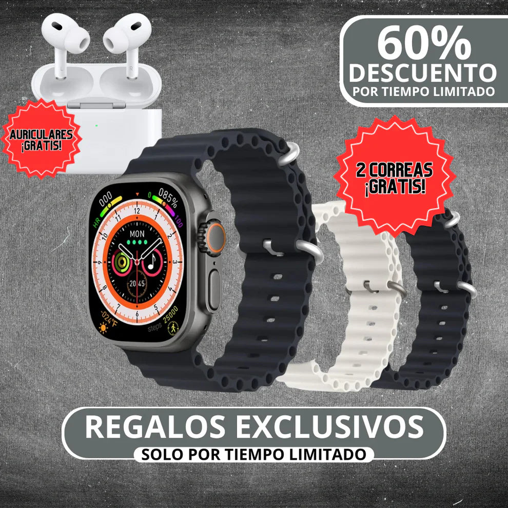 SmartWatch ULTRA PRO + 2 Correas y Auriculares Pro ¡GRATIS! | Edición Especial - Tiendacasa